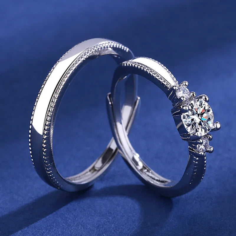 2Pcs 925 Sterling Silver Couples Ring Sets Light Polishing Simple Ring for Woman Man Classic Wedding Fine Jewelry Circle - You Offer