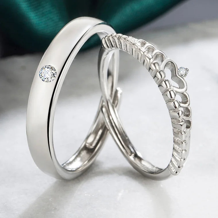 2Pcs 925 Sterling Silver Couples Ring Sets Light Polishing Simple Ring for Woman Man Classic Wedding Fine Jewelry Circle - You Offer