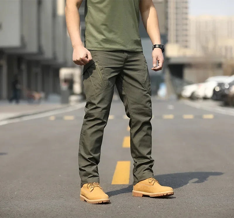 Men Outdoor Fashion Trendy Multi Pack Handsome Tactical Pants Comfortable Camouflage Four Seasons Training Waterproof Work Pants