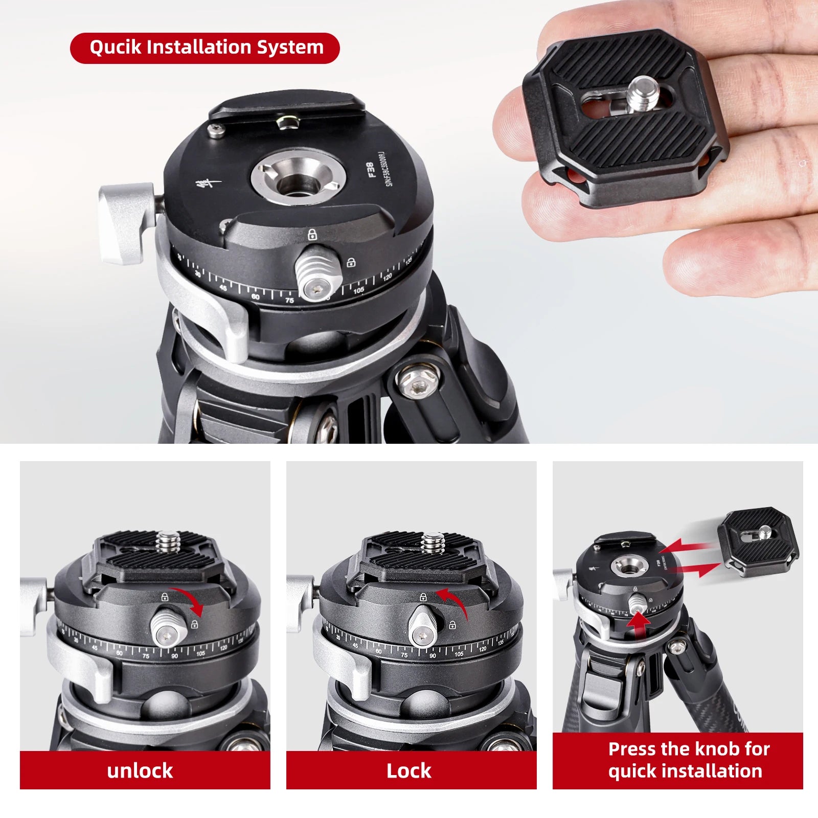 COMAN Zero Series F38 Y V Full Carbon Fiber Tripod Lightweight Travel Stand With Quick Release Plate For DSLR Camera Phone Mount
