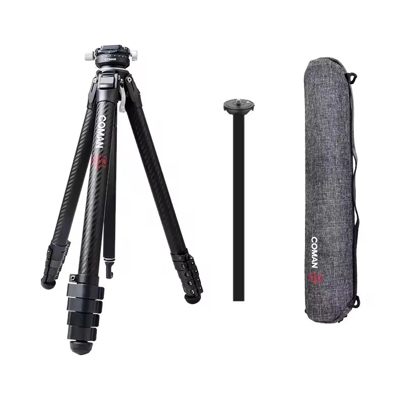 COMAN Zero Series F38 Y V Full Carbon Fiber Tripod Lightweight Travel Stand With Quick Release Plate For DSLR Camera Phone Mount