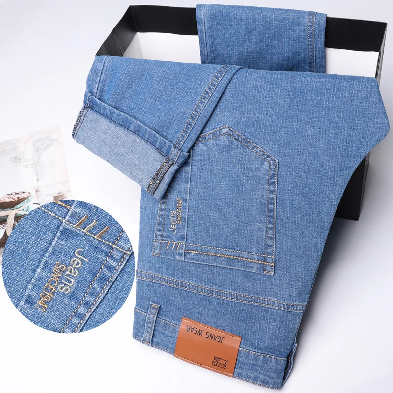 Men's Denim Jeans Thin Summer Straight Business Soft Fashion New High Quality Pants New Arrivals Dropship OL Work Trousers - You Offer