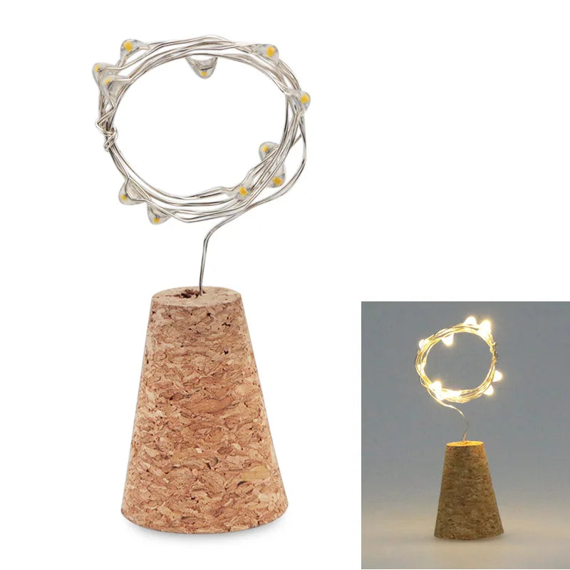 5/10pcs Wood Wine Bottle String Light 20LED Copper Wire Fairy Lights Cork Shape holiday Lamp Wedding Party Garden Decor Yard