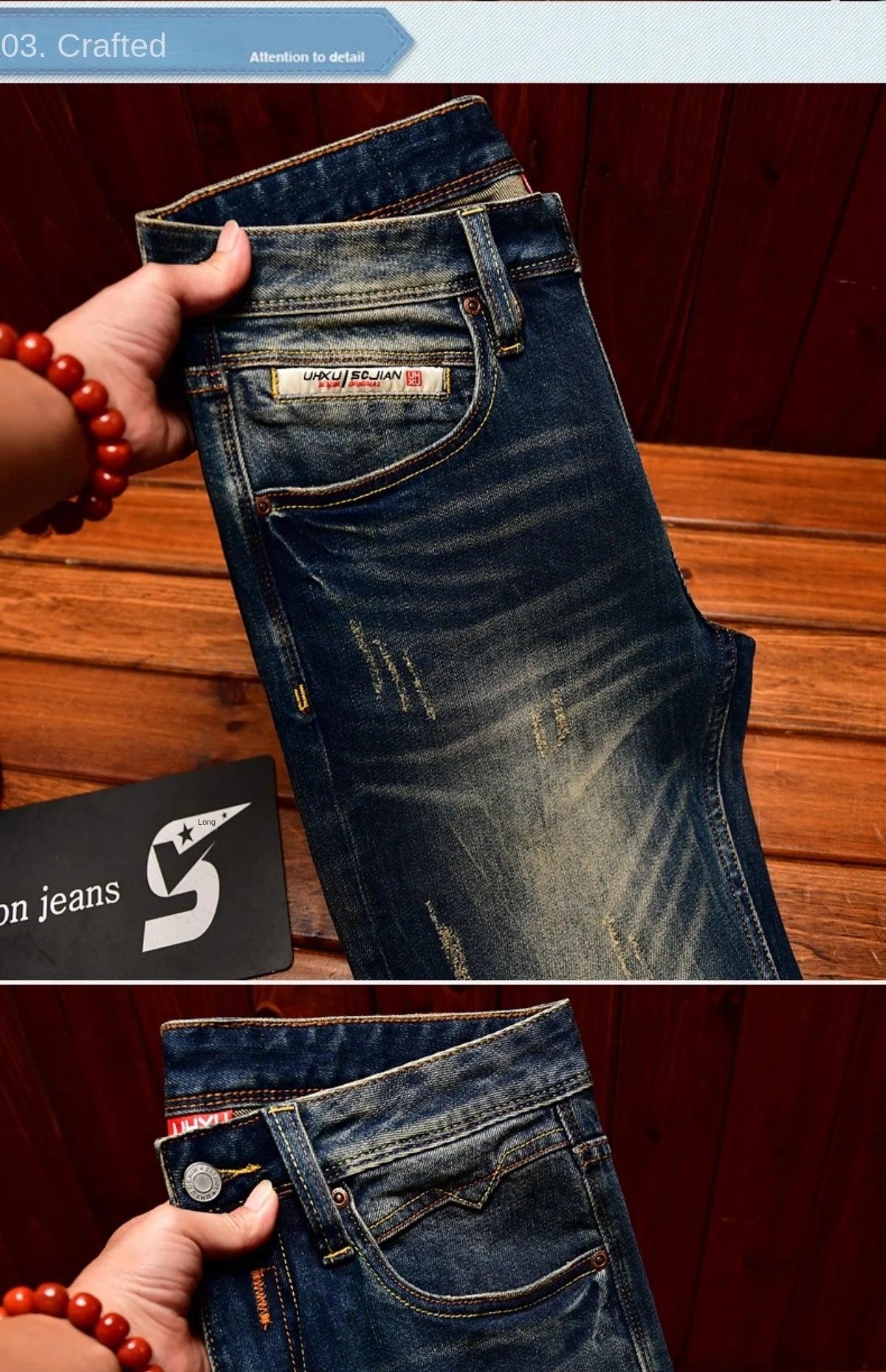 Heavy duty denim washed retro jeans for men 2025 new slim fit small foot elastic trendy brand casual Korean version pants - You Offer
