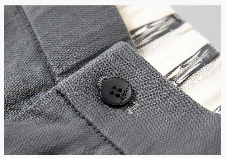 Spring Summer Classic Men's Casual Pants Stretch Slim Business Cotton Trousers Fashion Zippered Pocket Thin Men Pants Korean - You Offer