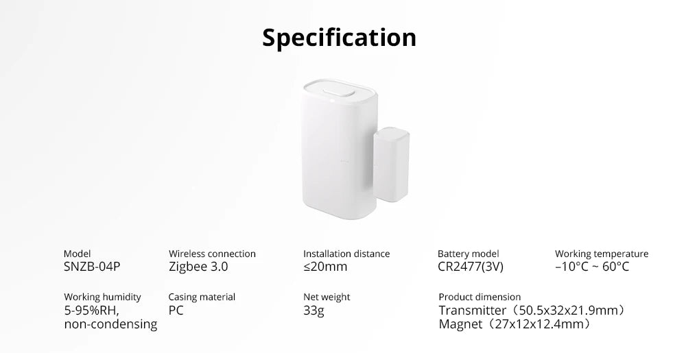 SONOFF SNZB-04P Zigbee Door Window Sensor Home Security Alarm Sensor Local Smart Scene Works with Smartthings Alexa Google Home