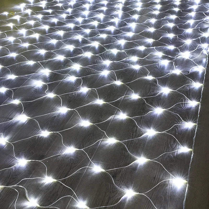 Room Decoration Curtain LED Net Mesh Fairy Lights String EU Plug 220V Christmas Wedding Garland for Bedroom Garden Wall outdoor