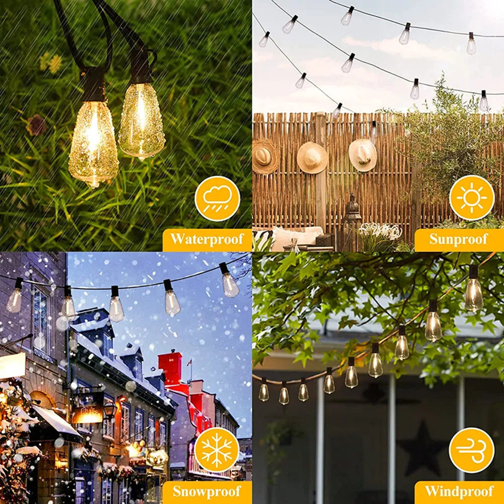 ST38 Globe Outdoor LED String Lights Plastic Shatterproof Bulbs Waterproof Patio Lights for Garden Outside Backyard Porch