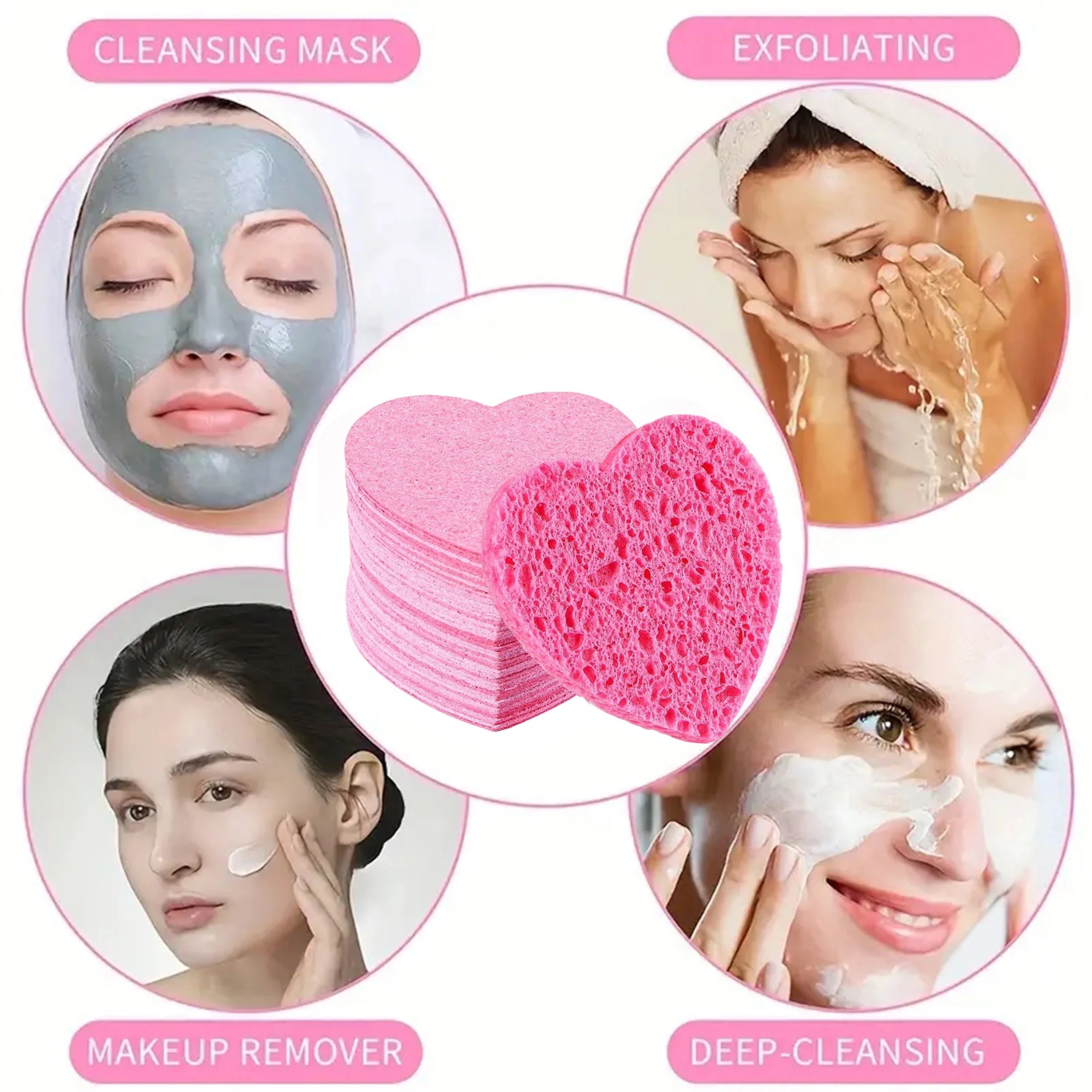 50pcs  Compressed facial sponge washcloth   For makeup removal and exfoli facial cleansing ation Mask; makeup remover