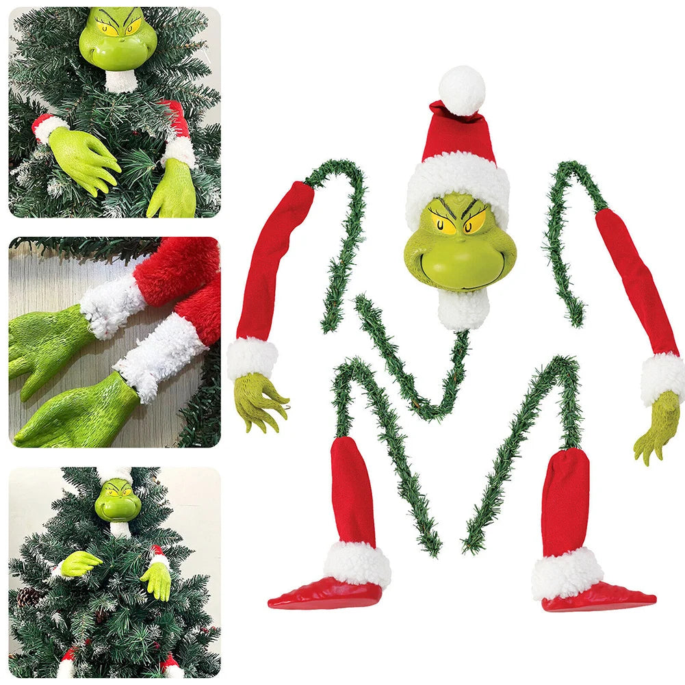 5Pcs Arm Leg Head Ornaments Holder Head/Arms and Legs Grinch Tree Topper Decor Xmas Elf Body Tree Decoration for Xmas Party