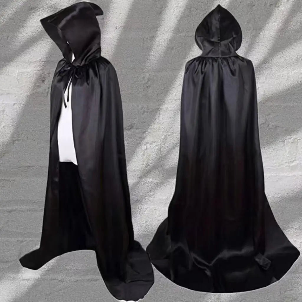 New Halloween costume: Adult Death Cloak, Cloak with Hat, Vampire Cloak, Wizard Robe, Makeup, Ball Performance Costume