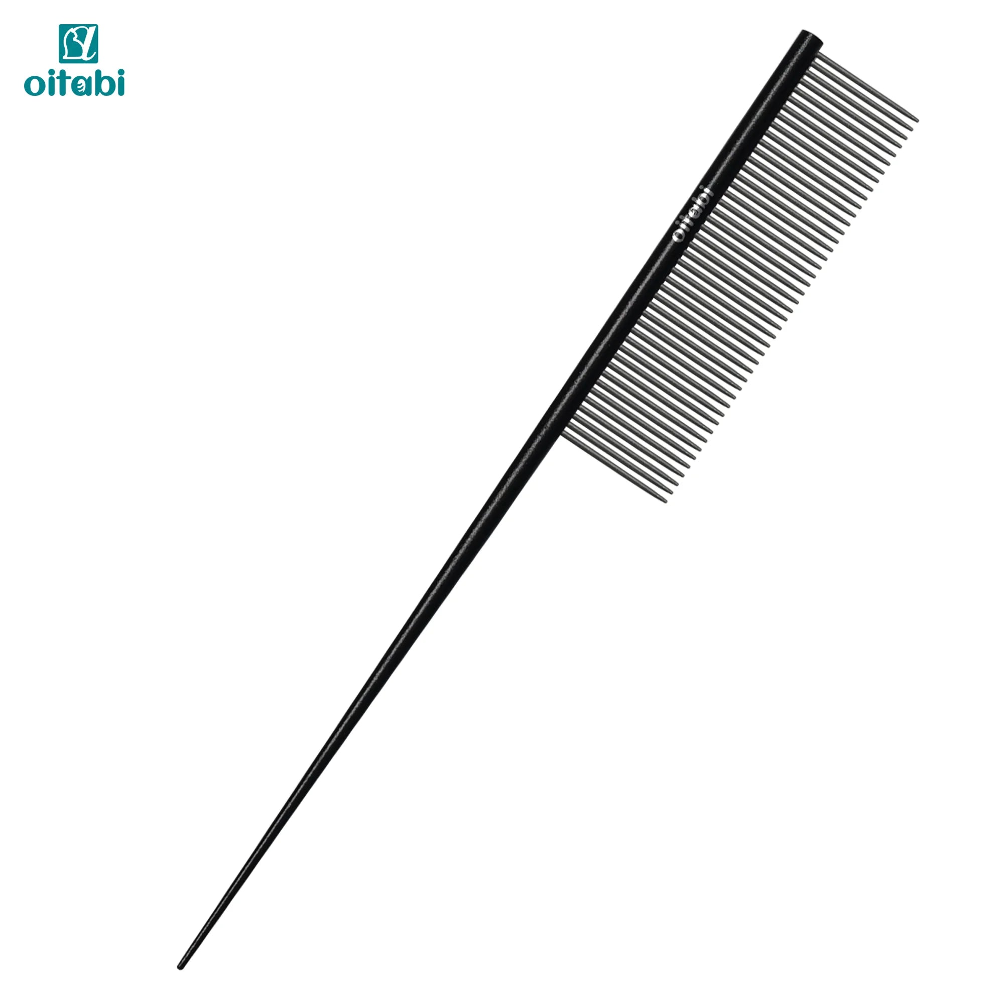 Oitabi Precision Tail Comb made with Bimetal, Finishing and Fluffing Comb for Grooming Paws Face and Tail | Tear Stain Removal