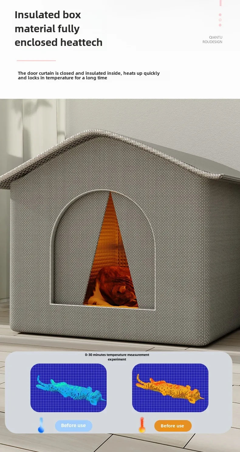 Stray Cat's House Waterproof Outdoor Feral Cat Houses FoldableTent Portable Travel Cold Resistant Pet House Winter Warm Outsid