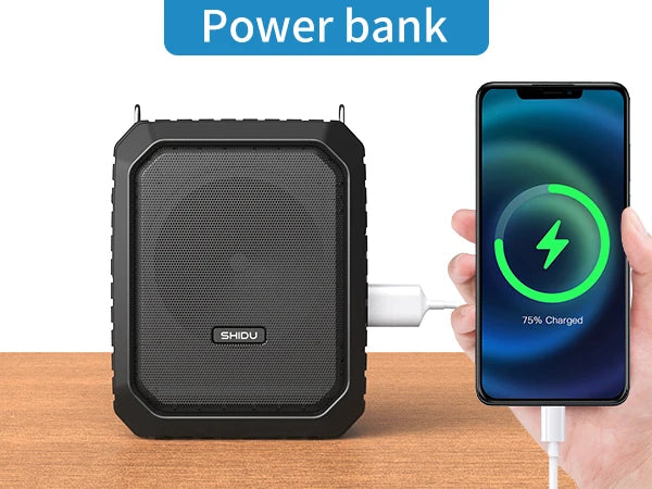 SHIDU Voice Amplifier for Teacher with Wireless Microphone Headset, IPX5 Waterproof Bluetooth Speaker, 4400mAh Power Bank M800