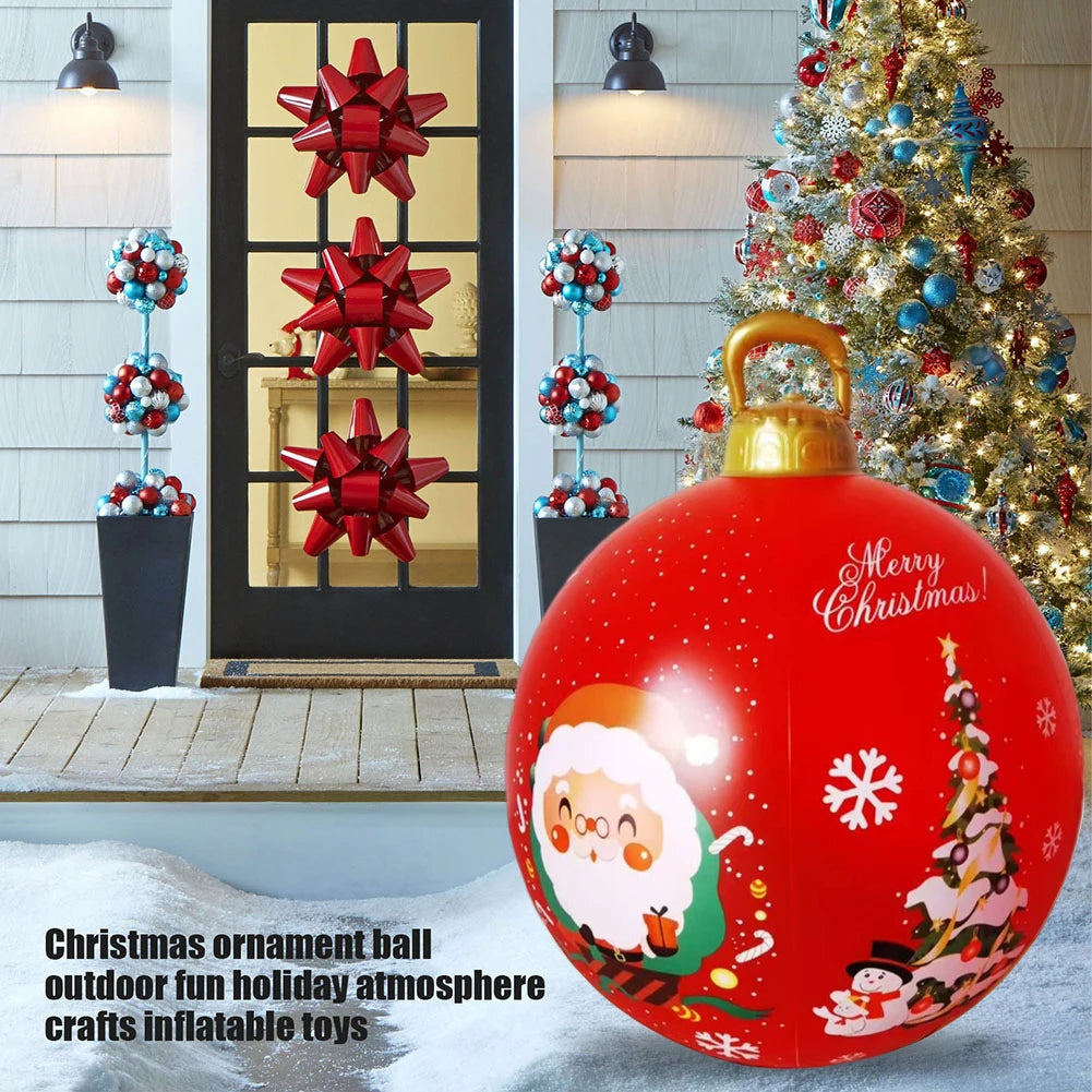 60cm Outdoor Christmas Inflatable Decorated Ball PVC Giant Big Large Balls Party Xmas Tree Decorations Toy Ball Without Light