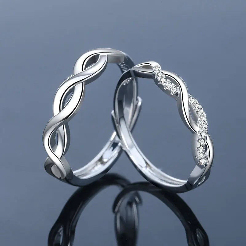 2Pcs 925 Sterling Silver Couples Ring Sets Light Polishing Simple Ring for Woman Man Classic Wedding Fine Jewelry Circle - You Offer