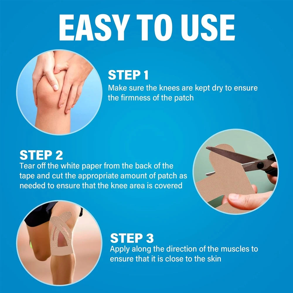 10Pcs Kinesiology Tape for Knees & Ankle, Kinesiology Tape Precut Elastic Kinesiology Athletic Tape for Knee Support and Muscle
