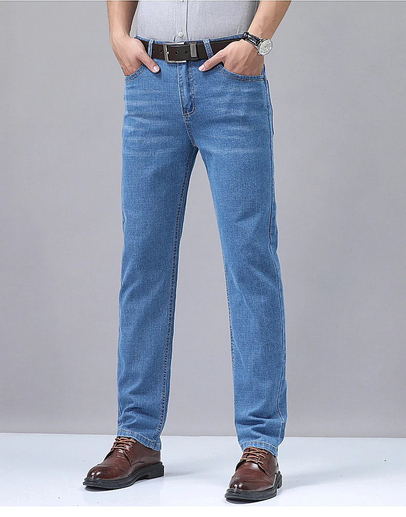 Men's Denim Jeans Thin Summer Straight Business Soft Fashion New High Quality Pants New Arrivals Dropship OL Work Trousers - You Offer