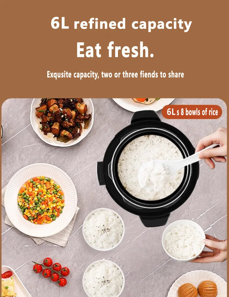 Electric Pressure Cooker 6L Large Capacity Household Multifunctional Electric Rice Cooker Intelligent Booking 3-step Timer Gears - You Offer