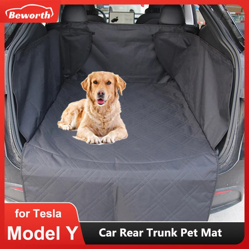 Rear Trunk Pet Mat for Tesla Model Y Juniper 2025 HW4.0 2024 Dog Seat Cover Fabric Oxford Waterproof Pad Bed Interior Protect