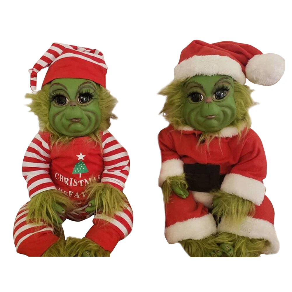Christmas Baby Doll Soft for Grinch Doll Christmas Plush Doll Green Monster Doll Green Hair Monster Plush Toy Xmas Kids Gifts