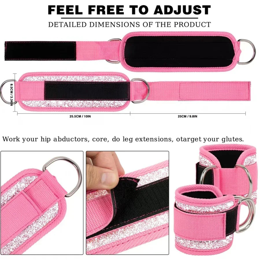 Fitness fluorescence Sports Straps Adjustable D-Ring Support Cuffs Ankle Pulley With Buckle Guard Leg Strength Safety Abductors - You Offer