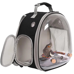 Bird Cage Parrot Travel Carrier Backpack with Rope Perch Stainless Steel Tray Clear Bubble Space Capsule Birds Pet Accessories