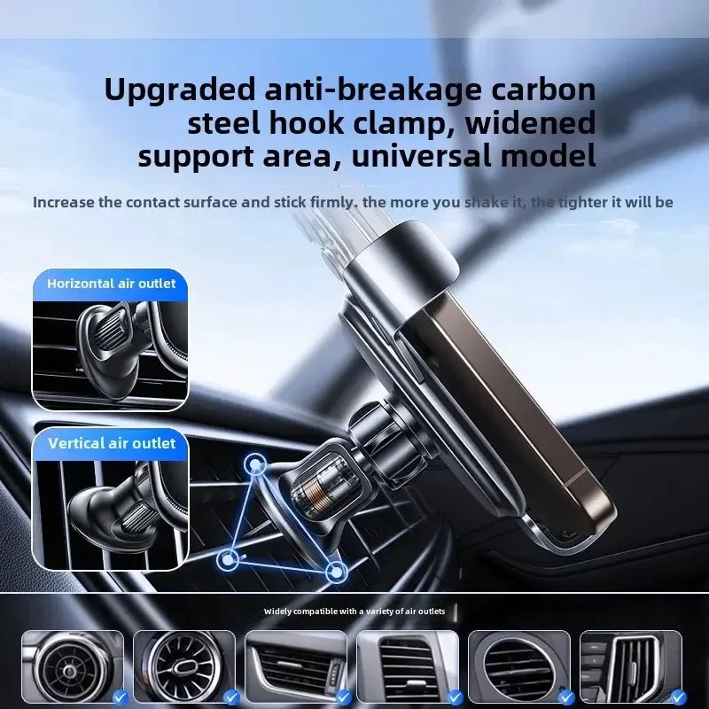 UYUXIO  Wireless Car Charger Air Vent Fast Charging Phone Holder in Car for iPhone 16 Pro Max 15 14 12 13 Samsung Android Phones