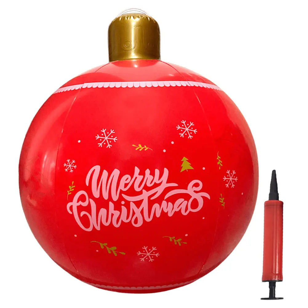 60cm Giant Inflatable Christmas Ball with Lights Remote Control Giant Luminous Inflatable Christmas Ball Outdoor Christmas Decor