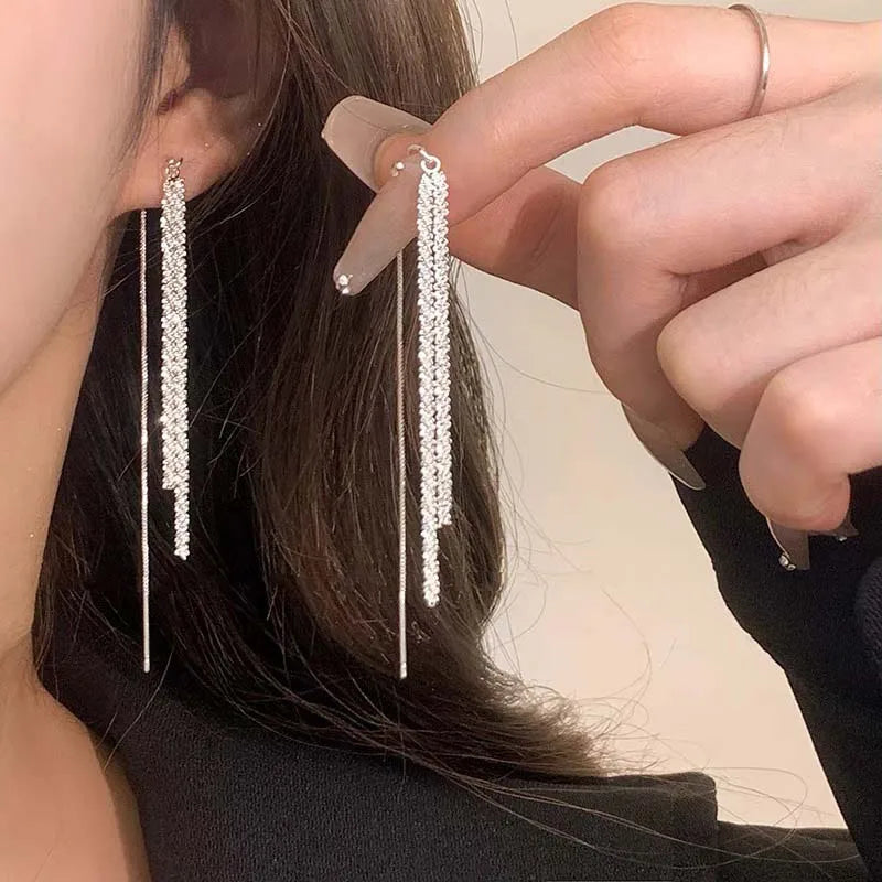 New Long Tassel Chain Dangle Earrings for Women girl Trend Korean Fashion Fine Earring Wedding Luxury Y2K Jewelry Wholesale - You Offer