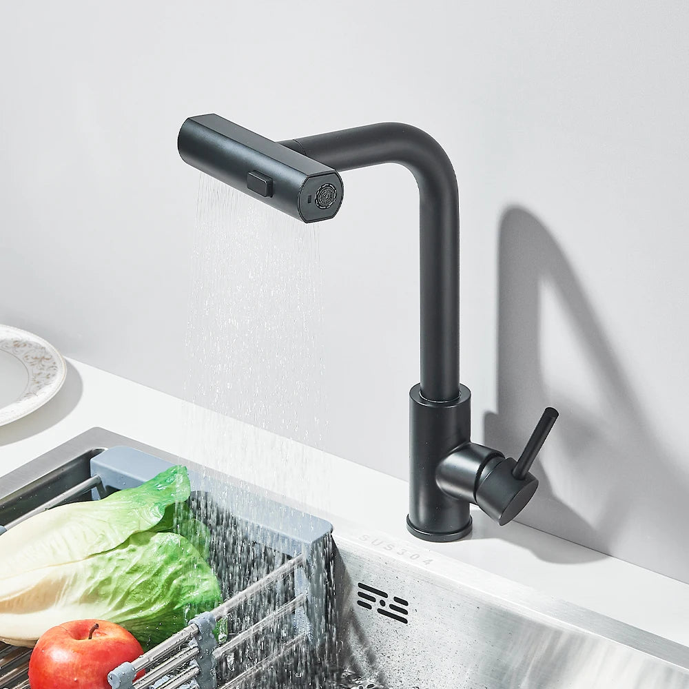 Black Kitchen Faucets Black Pull Out Rotation Waterfall Sprayer Sink Mixer Brushed Nickle Water Tap - You Offer
