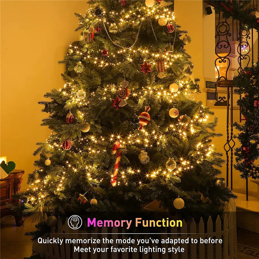 30M 1500LED Christmas Garland String Lights Outdoor 8 Modes Firecrackers Fairy Lights for Garden Party Wedding New Year Decor
