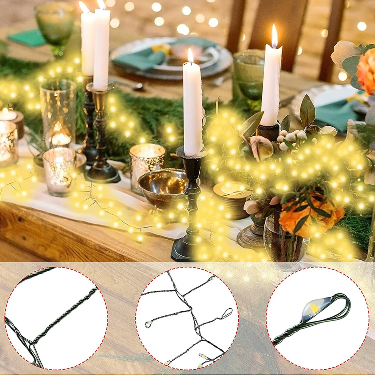 6M-50M LED Cluster Firecracker String Lights Christmas Fairy Lights Garland For Garden Party Wedding Christmas Tree Decor Lamp