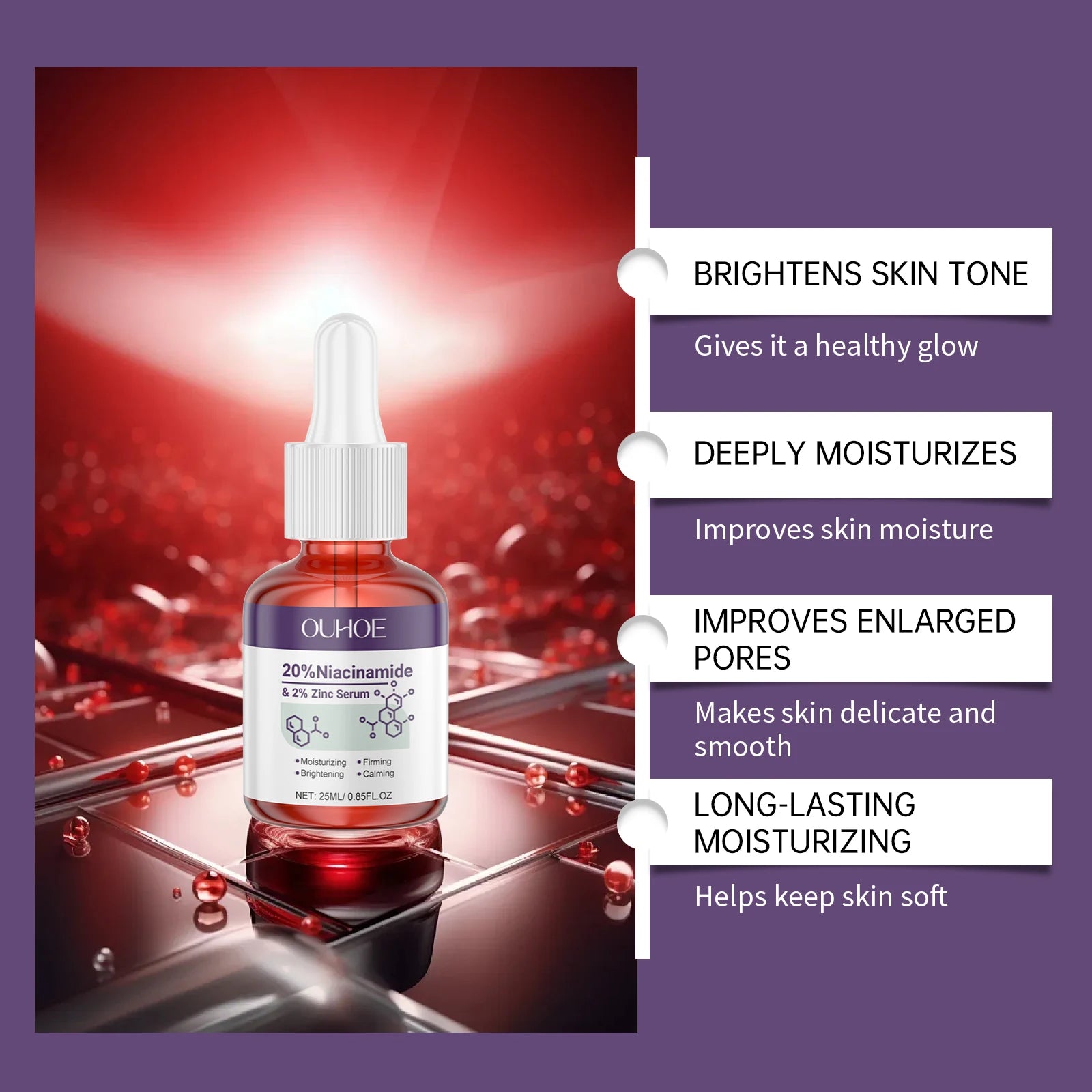 Nicotinamide Face Serum Anti-Acne Shrink Pores Brightening Lighten Moisturizing Essence Improve Rough Skin Care Firming Serum