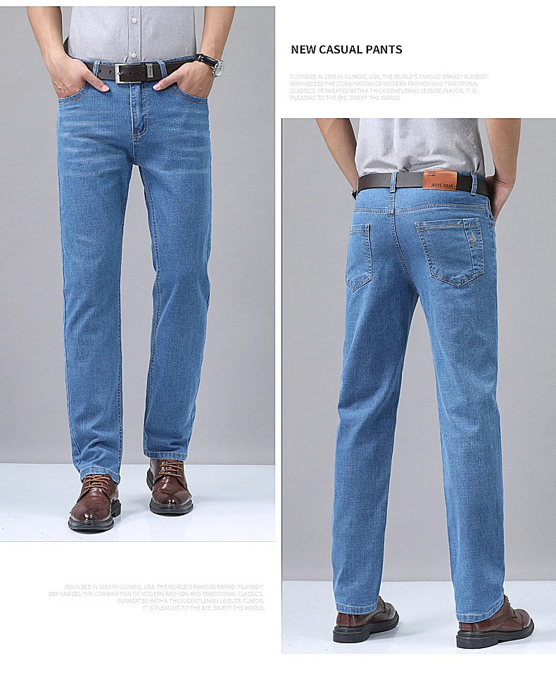 Men's Denim Jeans Thin Summer Straight Business Soft Fashion New High Quality Pants New Arrivals Dropship OL Work Trousers - You Offer
