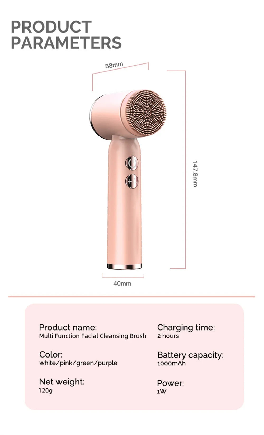 6 In 1 Electric Cleansing Brush Ultrasonic Facial Cleaner Rotating Cleansing Face Deep Cleansing Exfoliation & Gentle Skincare