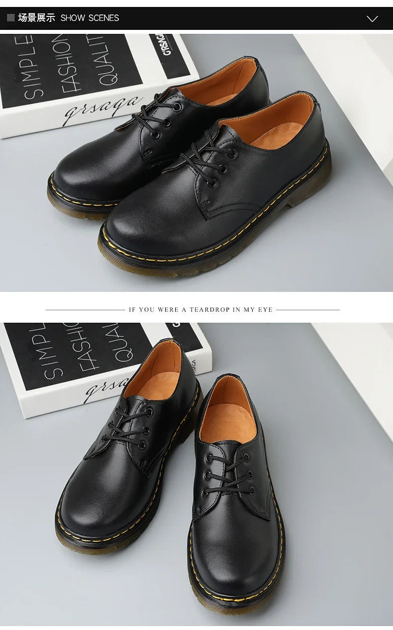 British Style Luxury Shoes Brand Thick Bottom Genuine Leather Oxford Shoes Lace Up Beef Tendon Outsole Work Shoes Casual