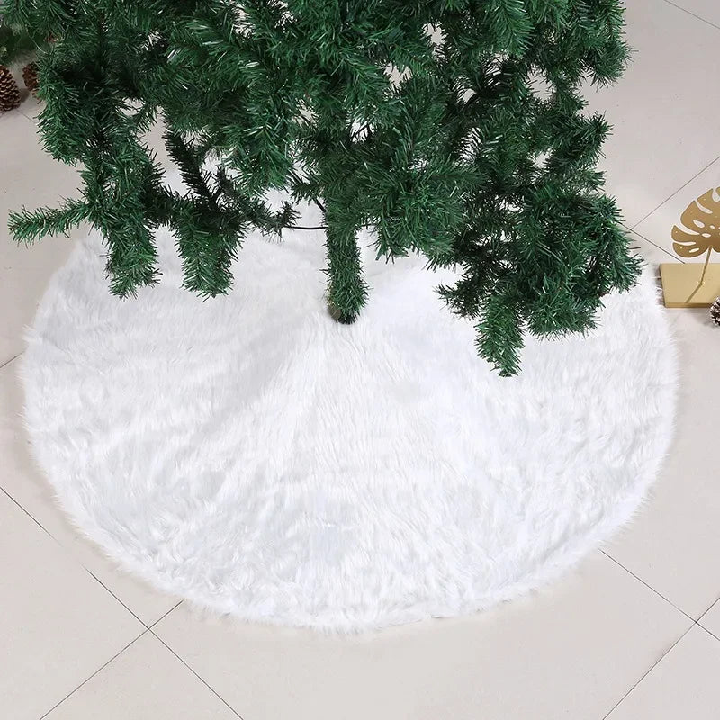 78/120cm White Faux Fur Tree Skirt Plush Carpet Mat for Christmas Tree 2026 Xmas Decoration Holiday New Year Ornament Home Decor