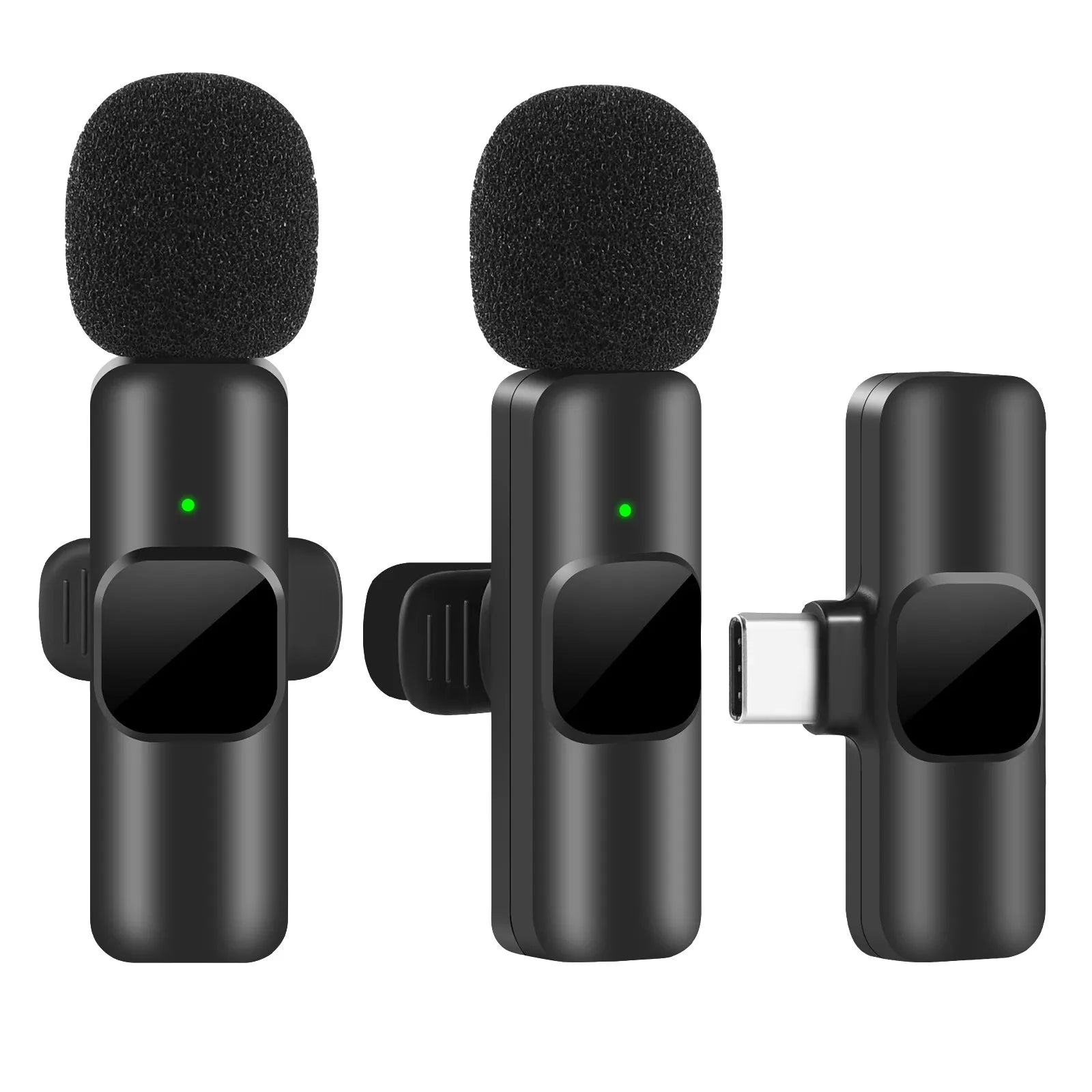 New Wireless Lavalier Microphone 2in1 Portable Audio Video Recording Mini Mic for iPhone Android Live Broadcast Gaming Phone Mic