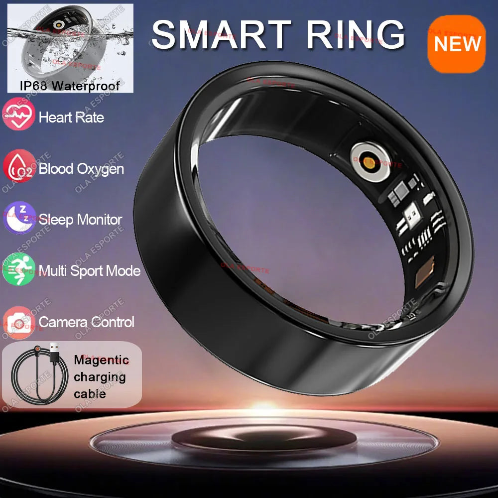 2025 New Smart Ring Men Women Camera Control Heart Rate Blood Oxygen Monitor Smartring IP68 & 5ATM Waterproof Multi-sports Modes