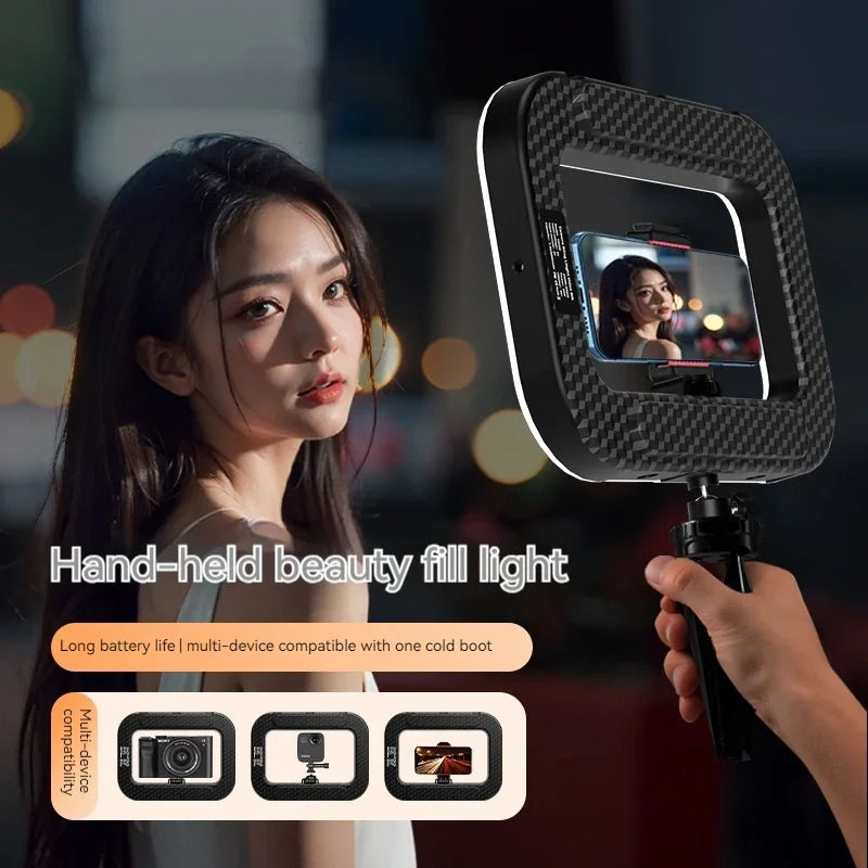 New Handheld Ring LED Rechargeable Fill light Portable Mobile Phone Live Broadcast Photography Desktop Selfie Light