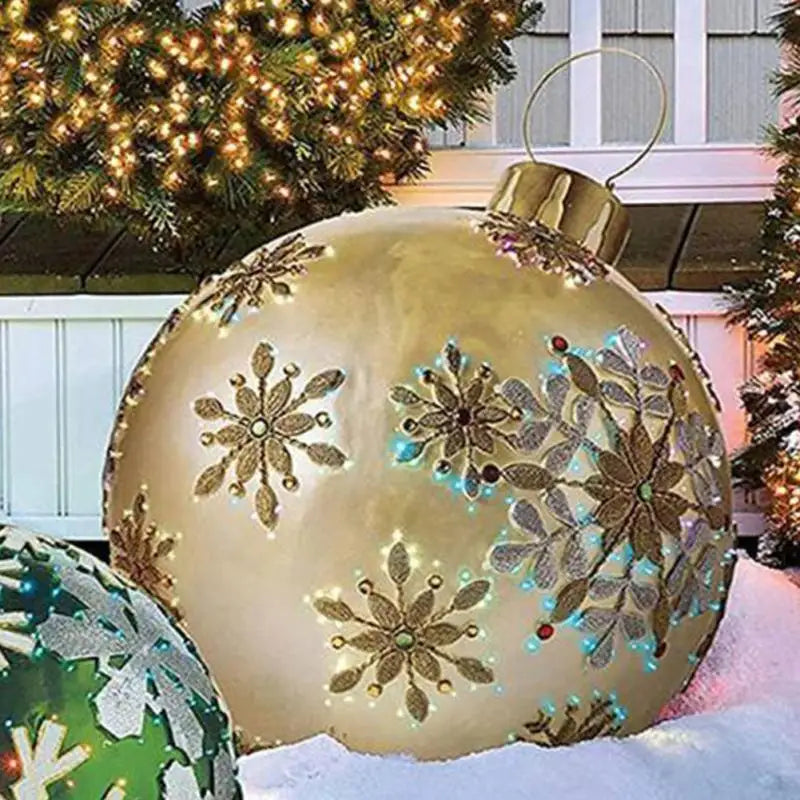 60cm Outdoor Christmas Inflatable Decorated Ball PVC Giant Big Large Balls Party Xmas Tree Decorations Toy Ball Without Light