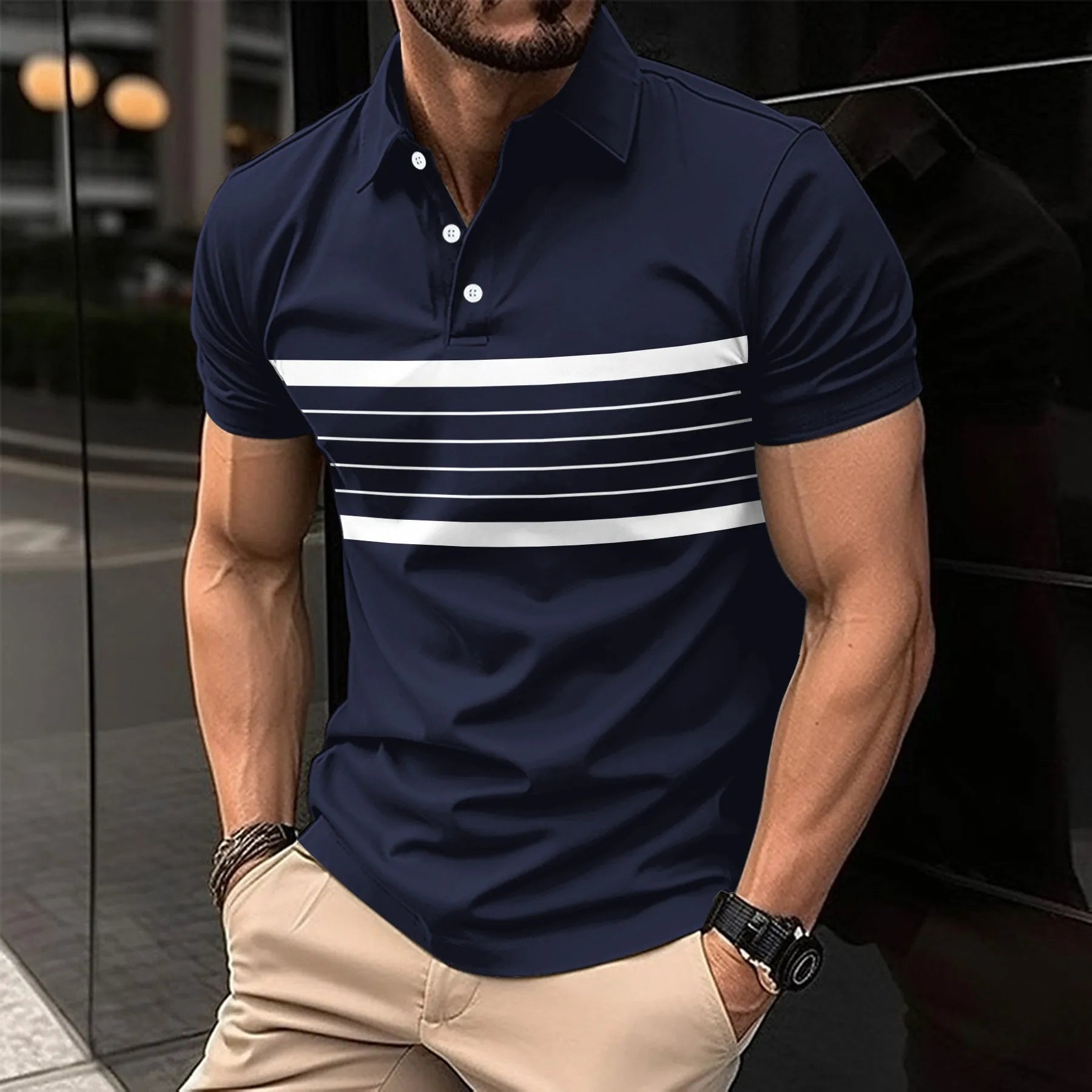 Fashion Striped Men's Polos T-Shirts Summer Short Sleeve 3d Printed Street Trend Male POLO T Shirt 6XL Large Size Casual Tops