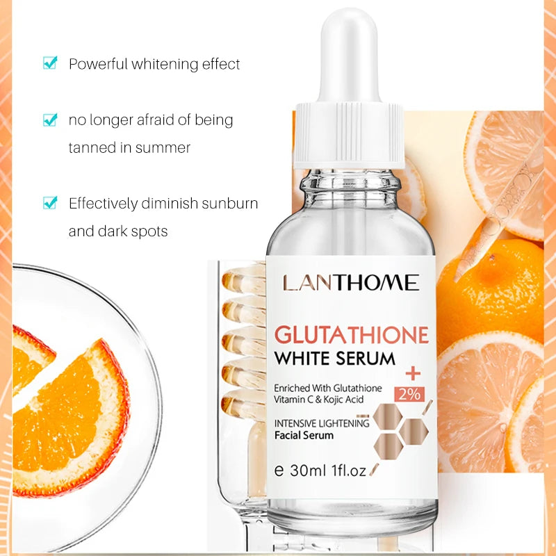 Lanthome Glutathione Whitening Serum Fade Black Dark Spots Vitamin C Defects Reduce Facial Oil Brightening Firming For Women