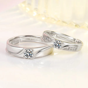 2Pcs 925 Sterling Silver Couples Ring Sets Light Polishing Simple Ring for Woman Man Classic Wedding Fine Jewelry Circle - You Offer