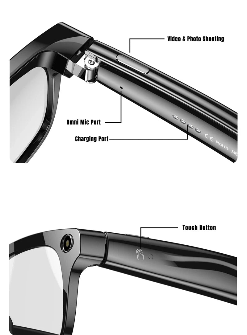 VIVO 6K HD AI Smart Glasses Photochromic Multifunction Bluetooth Calling Voice Assistant Music Player Translate Camera 2026 HOT