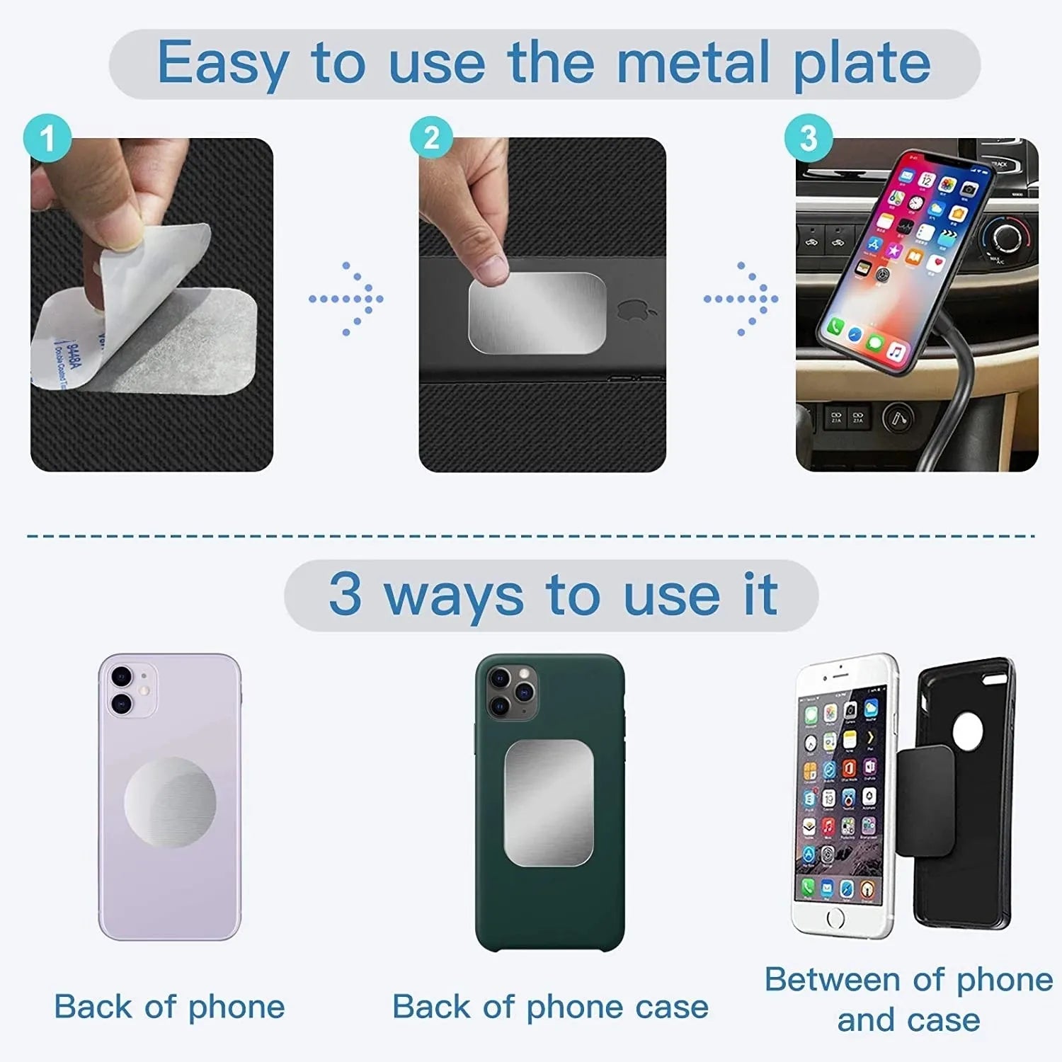 Magnetic Metal Plate For Car Phone Holder Universal Iron Sheet Disk Sticker Mount Mobile Phone Magnet Stand For IPhone Huawei