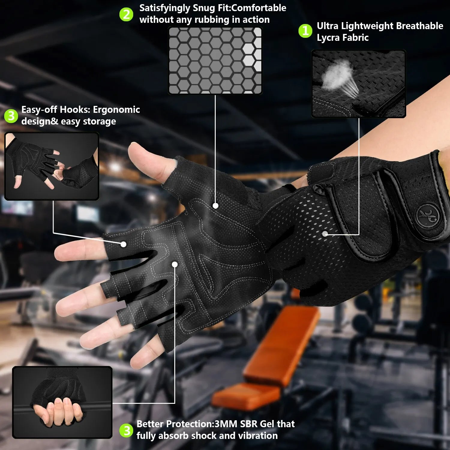 New Mountain Road Bike Riding Gloves Outdoor Sailing Paddle Board Sports Gloves Short Finger Breathable Fitness Gloves