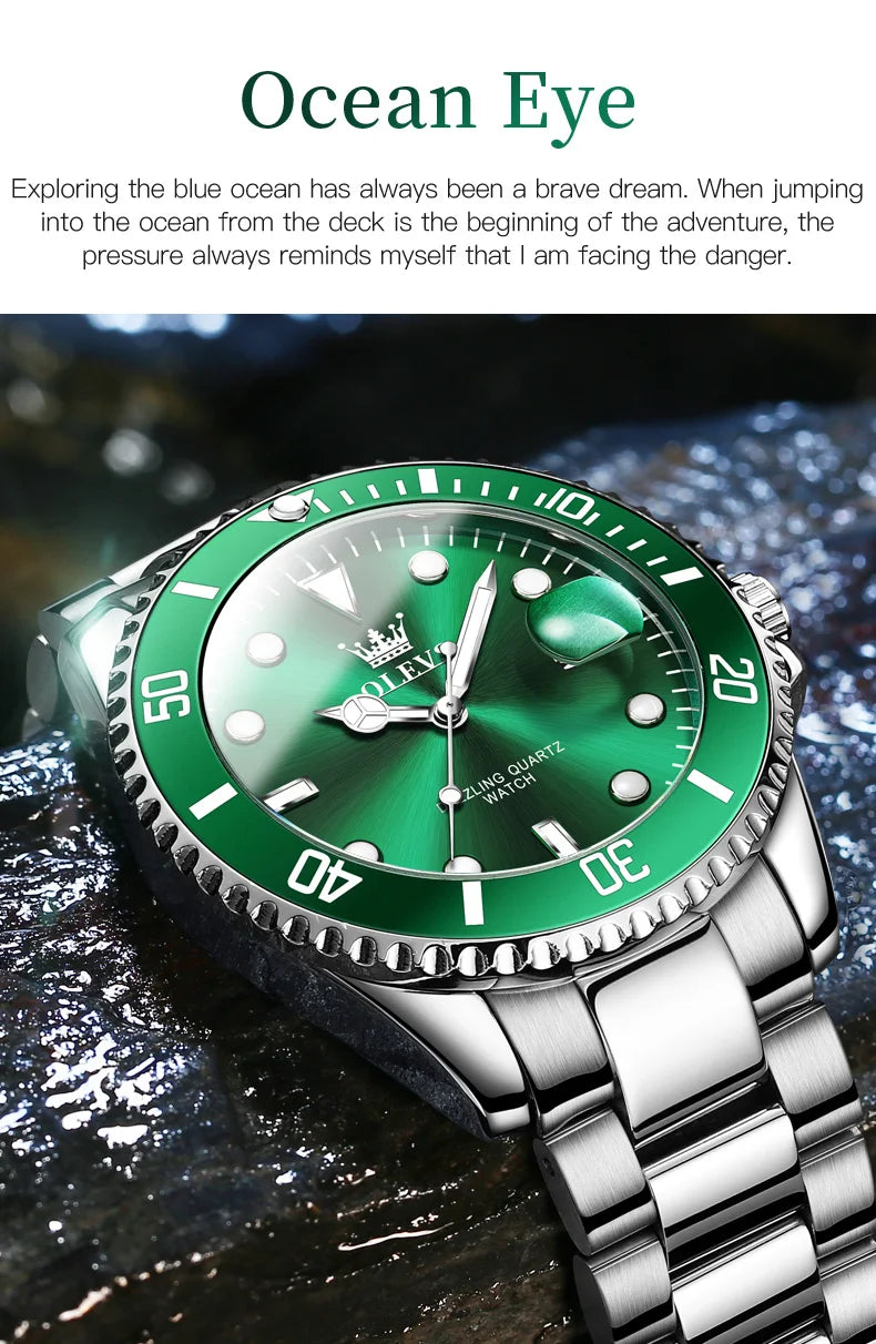 OLEVS Mens Quartz Watches Top Brand Luxury Business Waterproof Luminous Large Dial Men Wristwatches Sports Stainless Steel Watch - You Offer