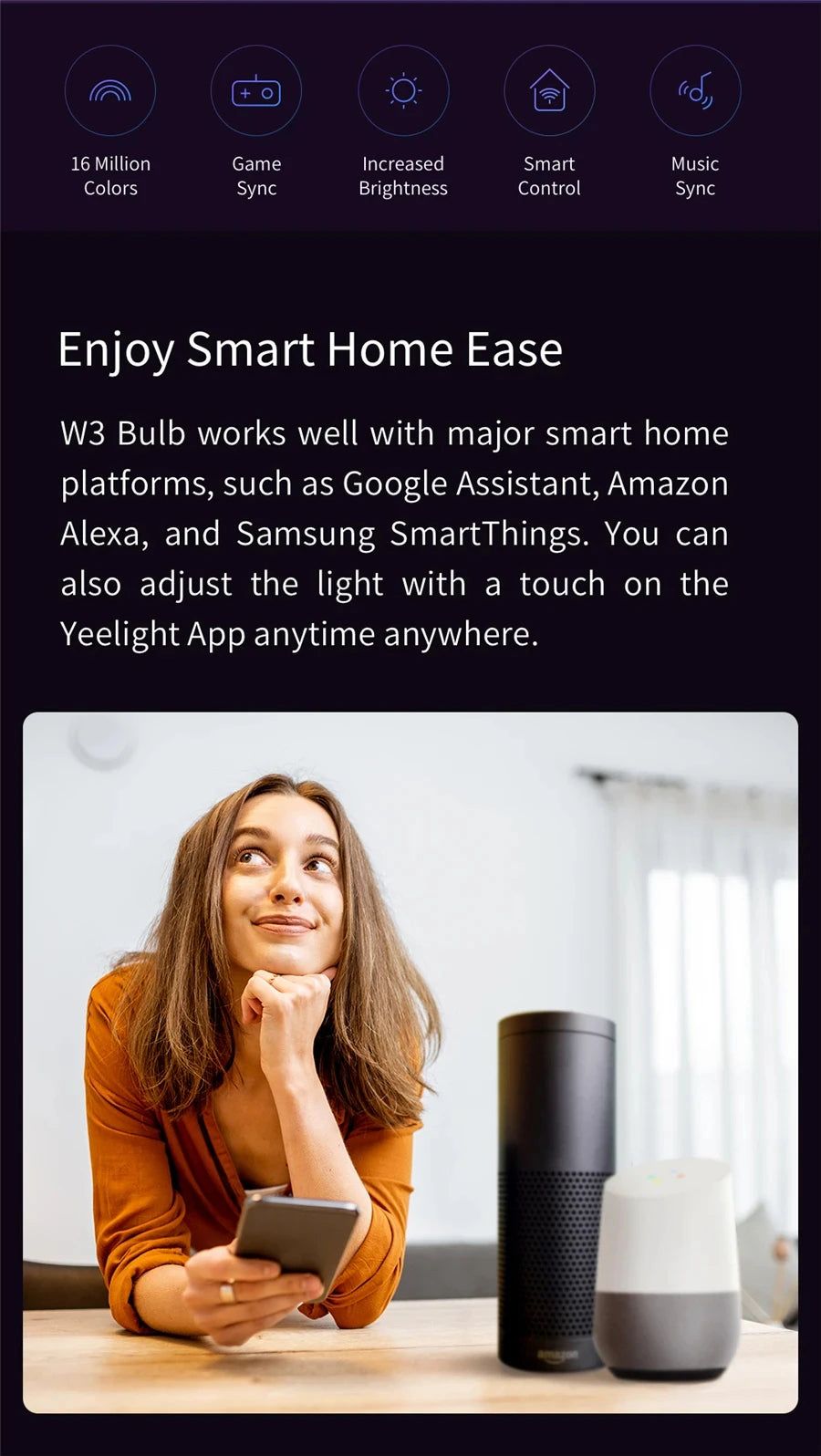 Yeelight Smart LED Bulb W3 E27 Multicolor Ambient Light Wifi Voice Control 1700K-6500K For Mi Home Alexa Google SmartThings